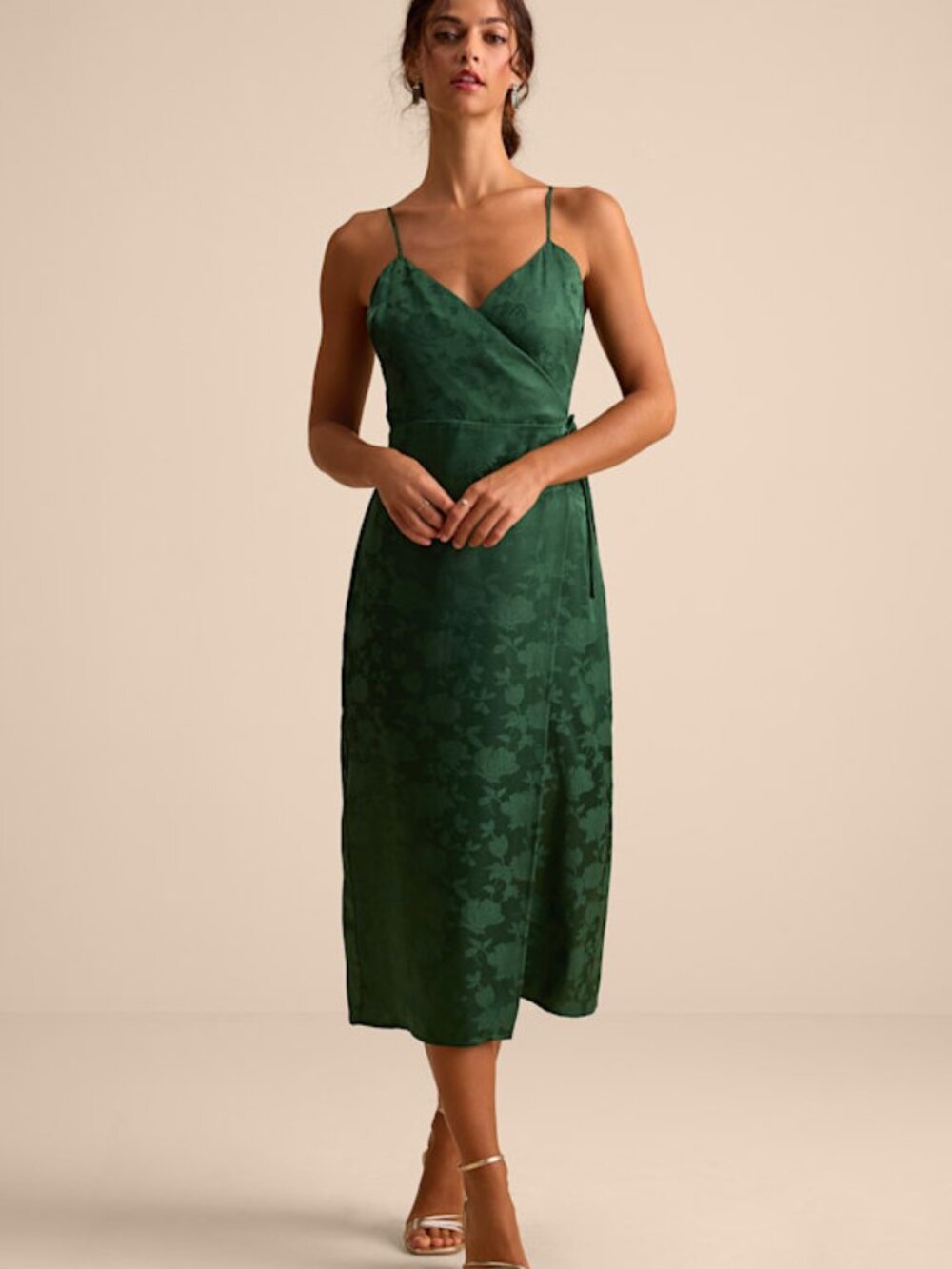 Lulu's Emerald Green Midi Slip Dress